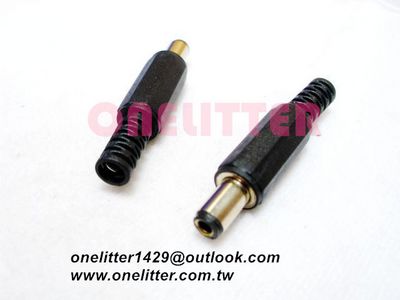 1314B  DC頭短型2.5孔附尾(黑色)-2入